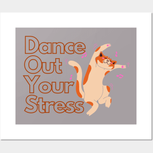 Cute Cat Dancing out his/ her stress Posters and Art